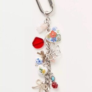 Free People Floral Heart and Charm Keychain